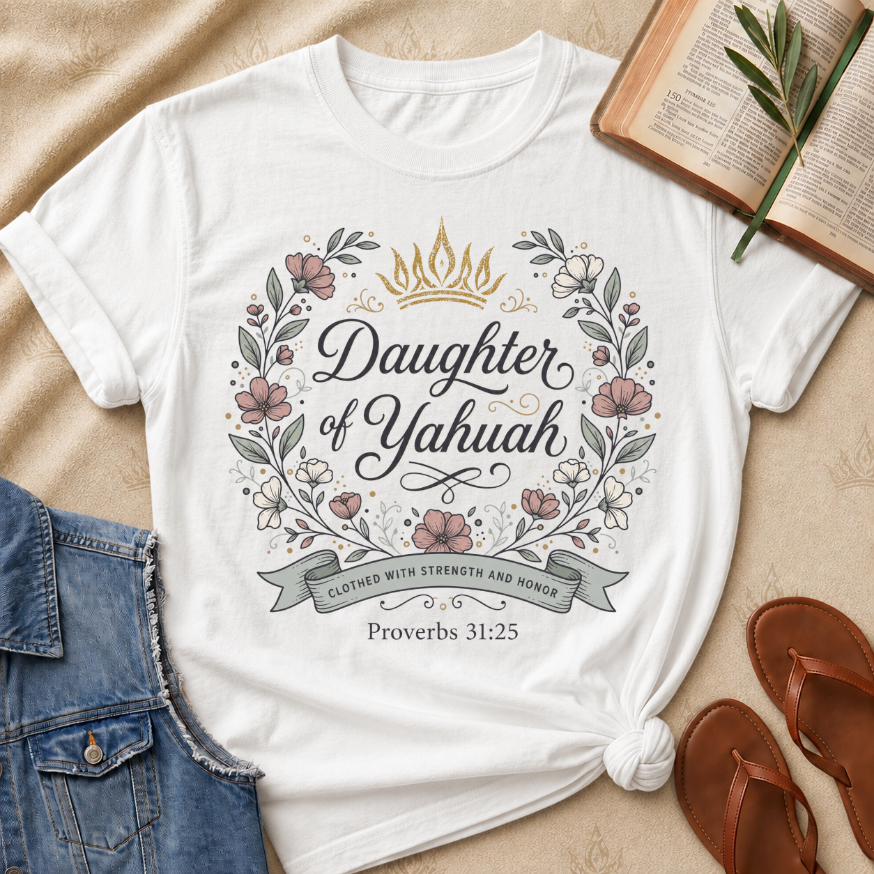 Daughter of Yahuah - Pink & Grey - Proverbs 31:25