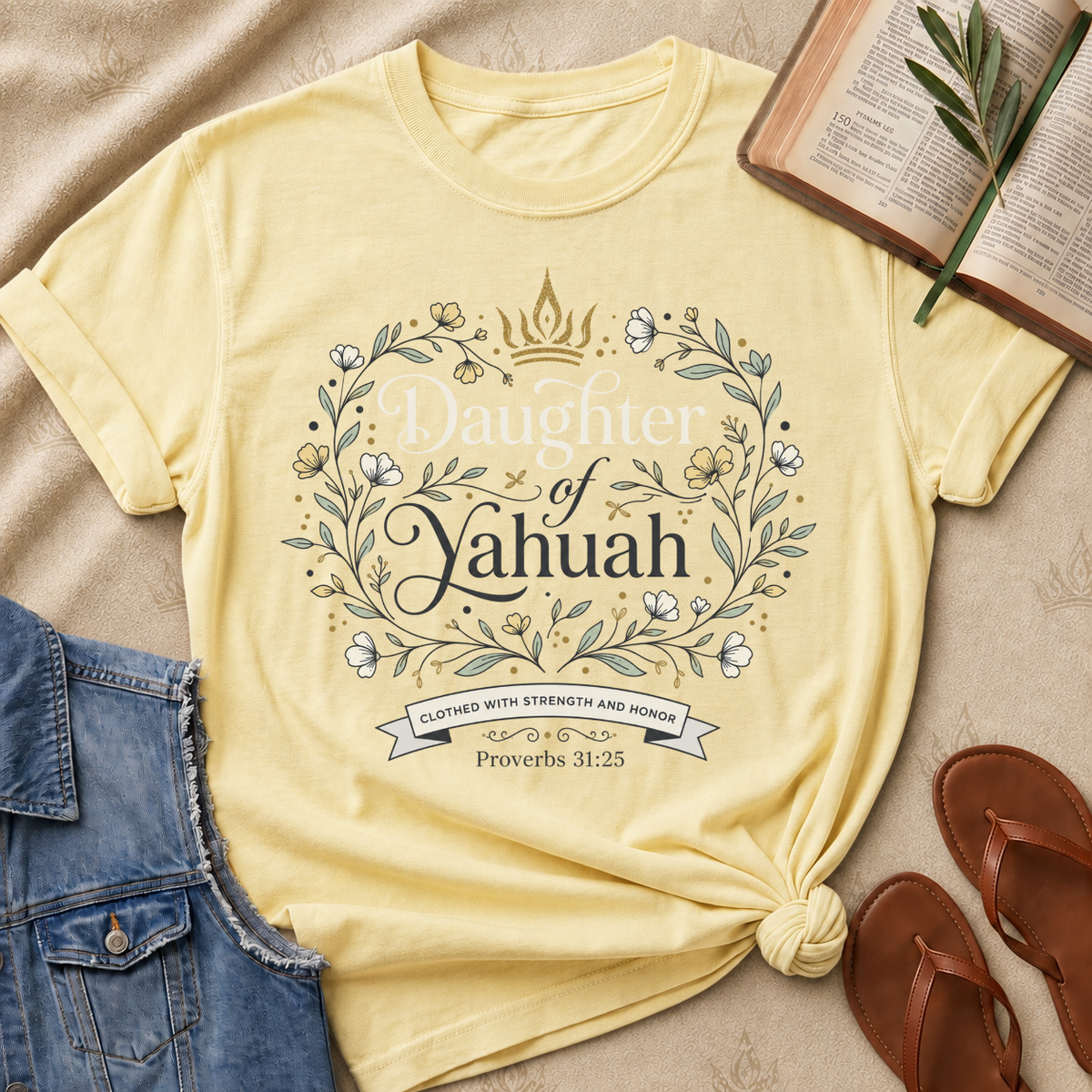 Daughter of Yahuah - Yellow Flowers - Proverbs 31:25